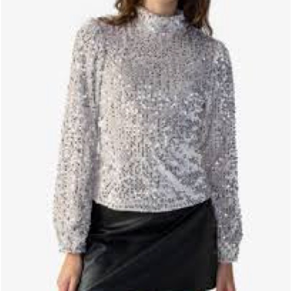 Sanctuary Tops - Sanctuary Silver Sequin Blouse